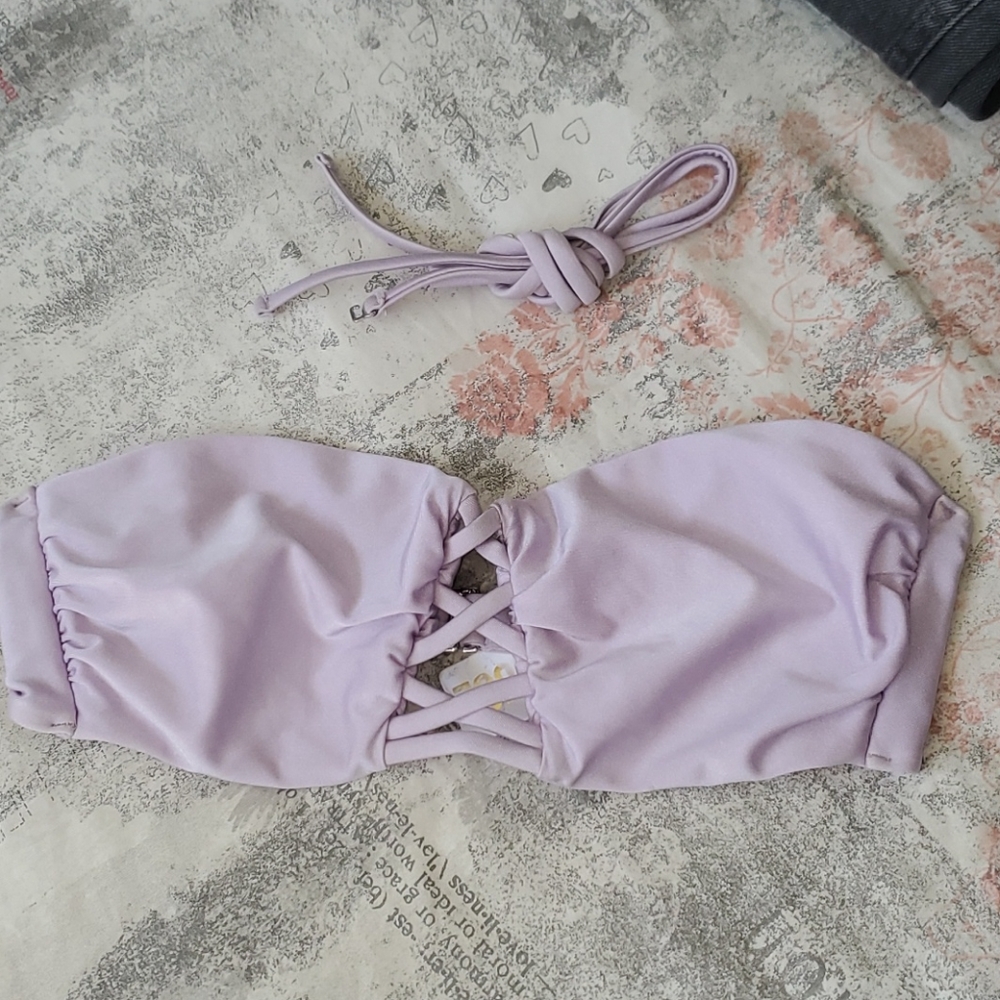 Amuse society purple bandeau bikini top